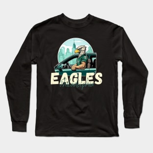 Philadelphia eagles football player graphic design cartoon style beautiful artwork Long Sleeve T-Shirt